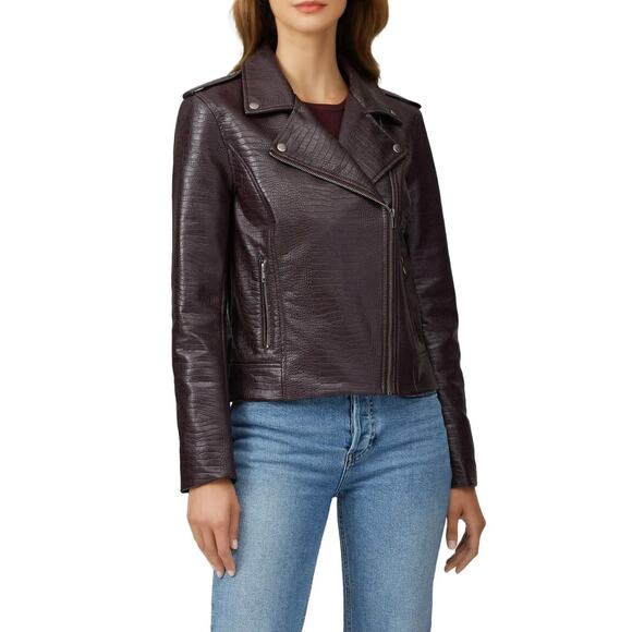 BB Dakota Lucky Lizard Faux Leather Biker Jacket Size Medium - Picture 1 of 11